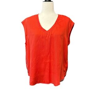 Dear John Yanis V-Neck Rayon Sleeveless Top Barberry Red Small NEW